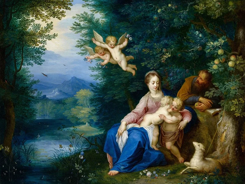 1706-Charles Beschey - Paesaggio con la Sacra Famiglia